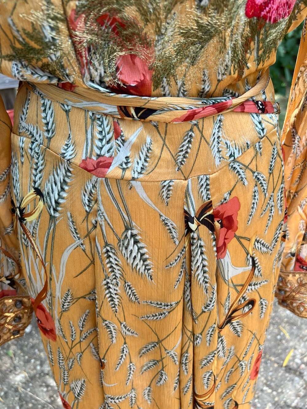 Aratta Silent Journey Mustard Floral Embroidered Duster Cardigan - Picture 4 of 16